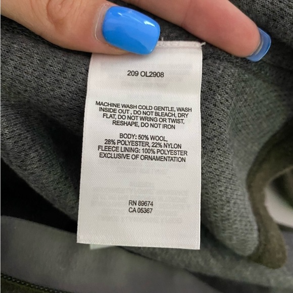 Mountain hardwear army green wool blend light weight full zip front jacket - Picture 5 of 6